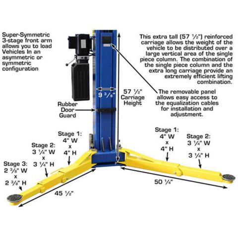 Atlas 9OHSC Overhead Two Post Lift 9,000 lb. Capacity