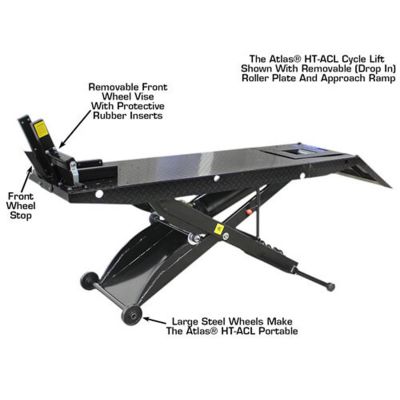Atlas ACL Air Operated Motorcycle Lift with Roller Plate 1,000lb Capacity
