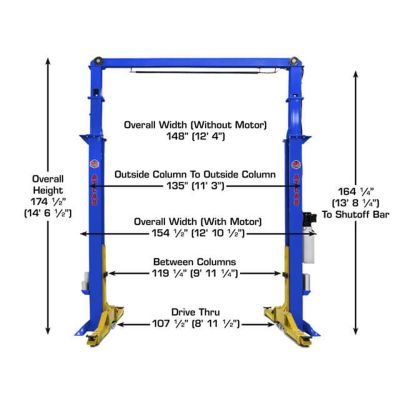 Atlas Platinum PVL15 ALI Certified Commercial Grade Overhead 2-Post Lift 15,000 lb. Capacity