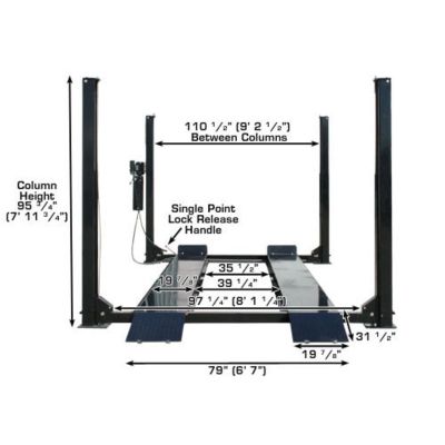 Atlas PRO9000 Extra Tall, Extra Wide Portable Heavy Duty 4-Post Lift 9000 lb. Capacity