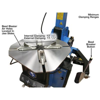Atlas TC755 Tilt-Back Rim Clamp Tire Changer with Beadblaster