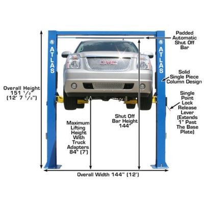 Atlas OHX10000X Commercial Grade Extra Tall 2 Post Lift 10,000 lb. Capacity